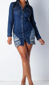 Ripped Denim Dress