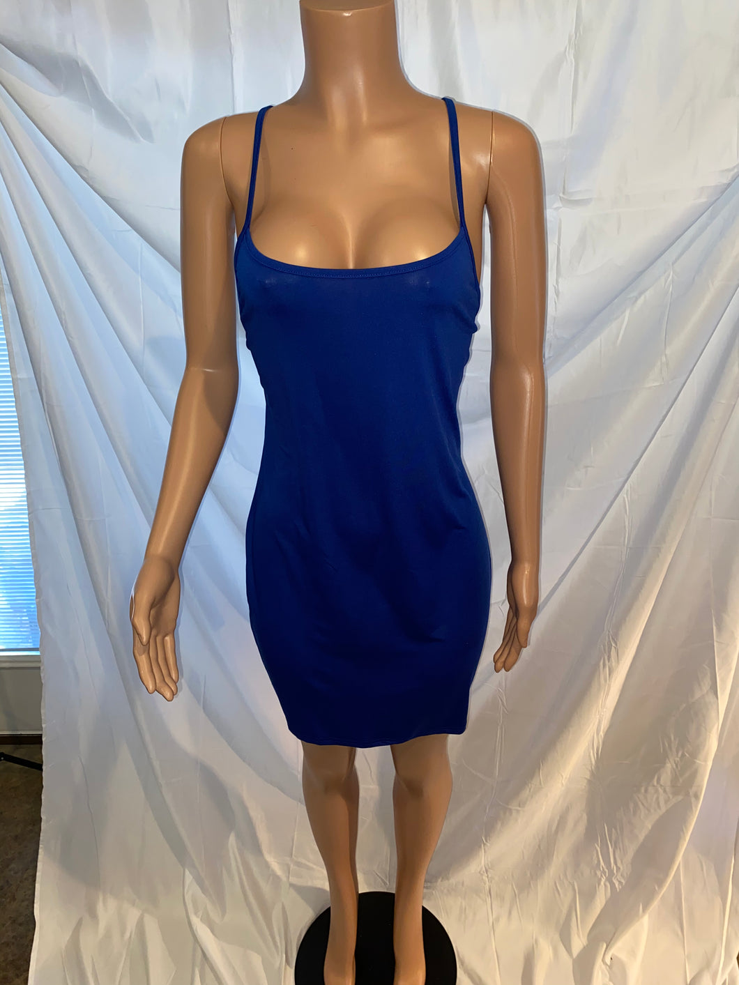 Blue Crisscross Back Dress