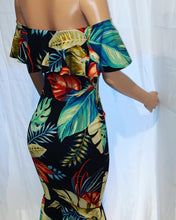 Load image into Gallery viewer, Women’s Off the Shoulder Tropical Midi Dress
