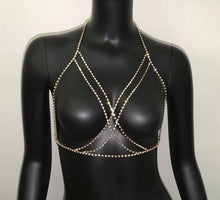 Load image into Gallery viewer, Crisscrossed Rhinestone Chain Bra
