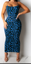 Load image into Gallery viewer, Leopard Print Blue Midi Dress
